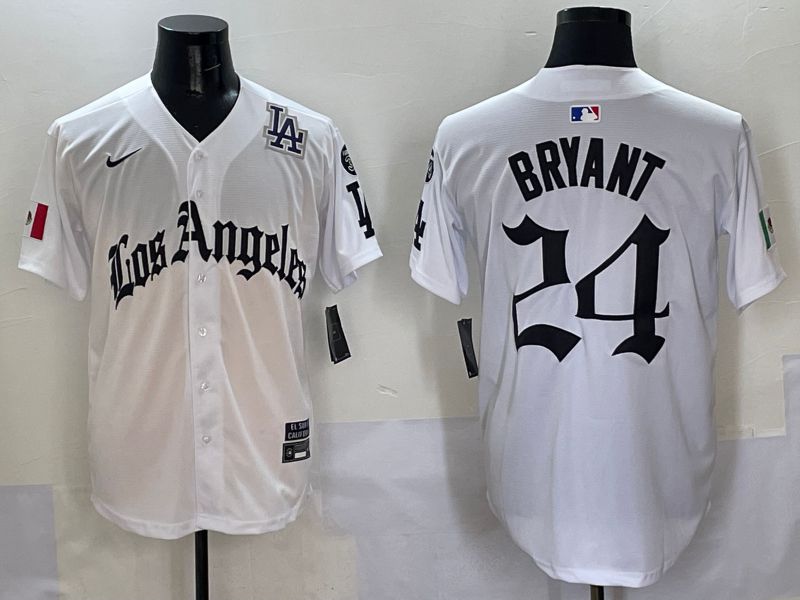 Men Los Angeles Dodgers #24 Bryant White Five generations Joint Name 2025 Nike MLB Jersey style 13